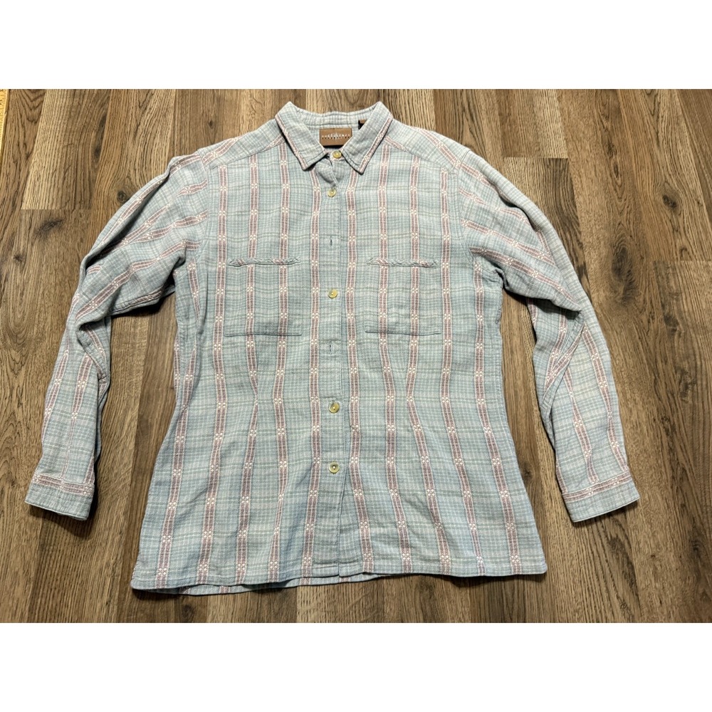 Outfitters Expedition Shirt, Women's Medium Blue Pink Long Sleeve Button Up